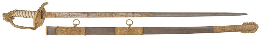 Unique N.P. Ames Gilt Officers Sword with Republic of Mexico and American Navy Markings