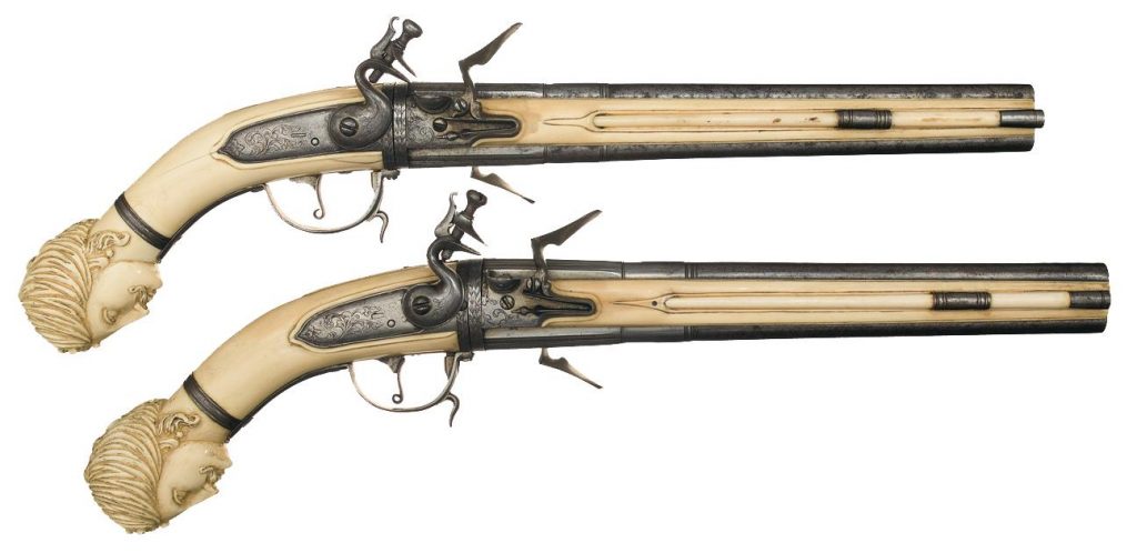 Rare Gun Antique Dutch Wender style dueling pistols