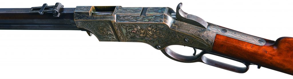 Silver plated, engraved Henry rifle