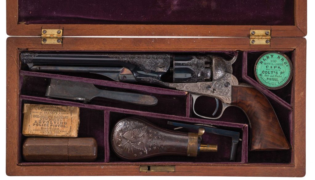 factory engraved cased Colt 1862 Police presented by Samuel Colt