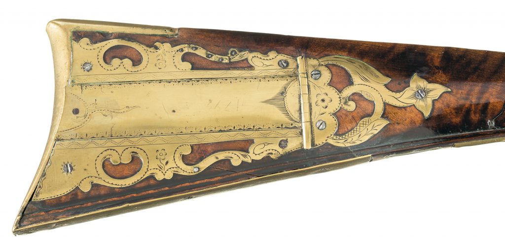 Silver Inlaid Golden Age Flintlock Long Rifle by Former Revolutionary War Rifleman Simon Lauck